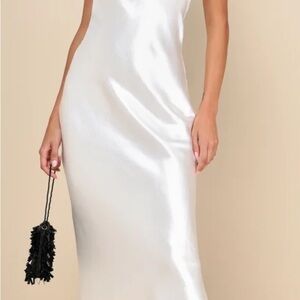 Elegant White Satin Dress